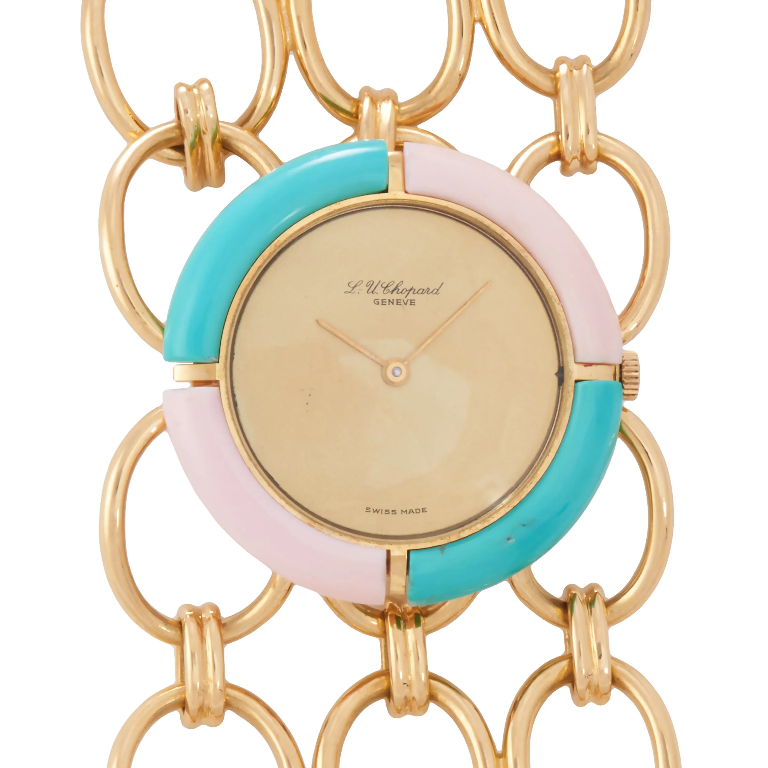 Chopard Turquoise, Chalcedony and 18K Gold Watch, c. 1972