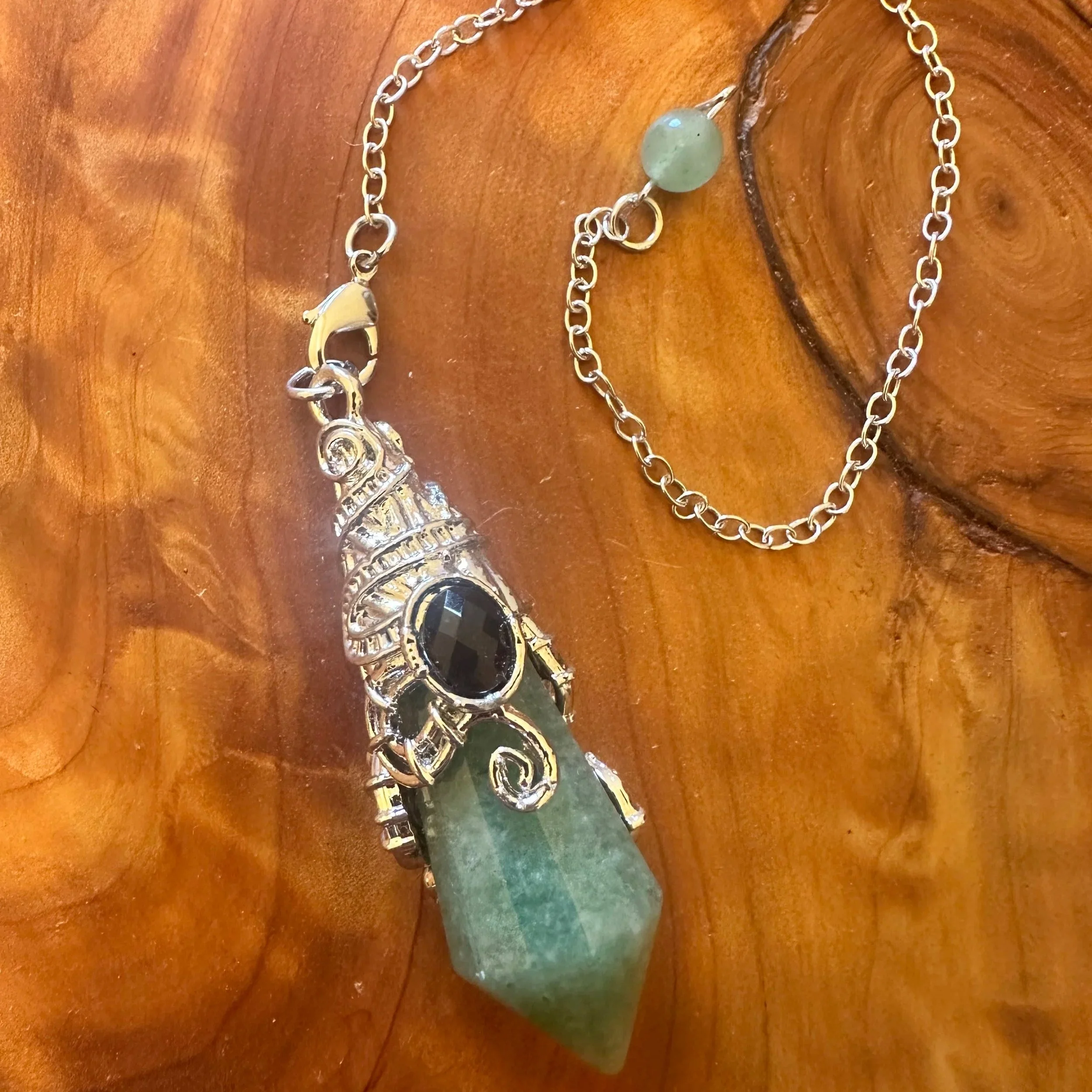 Green Aventurine with Black Onyx- Pendulum