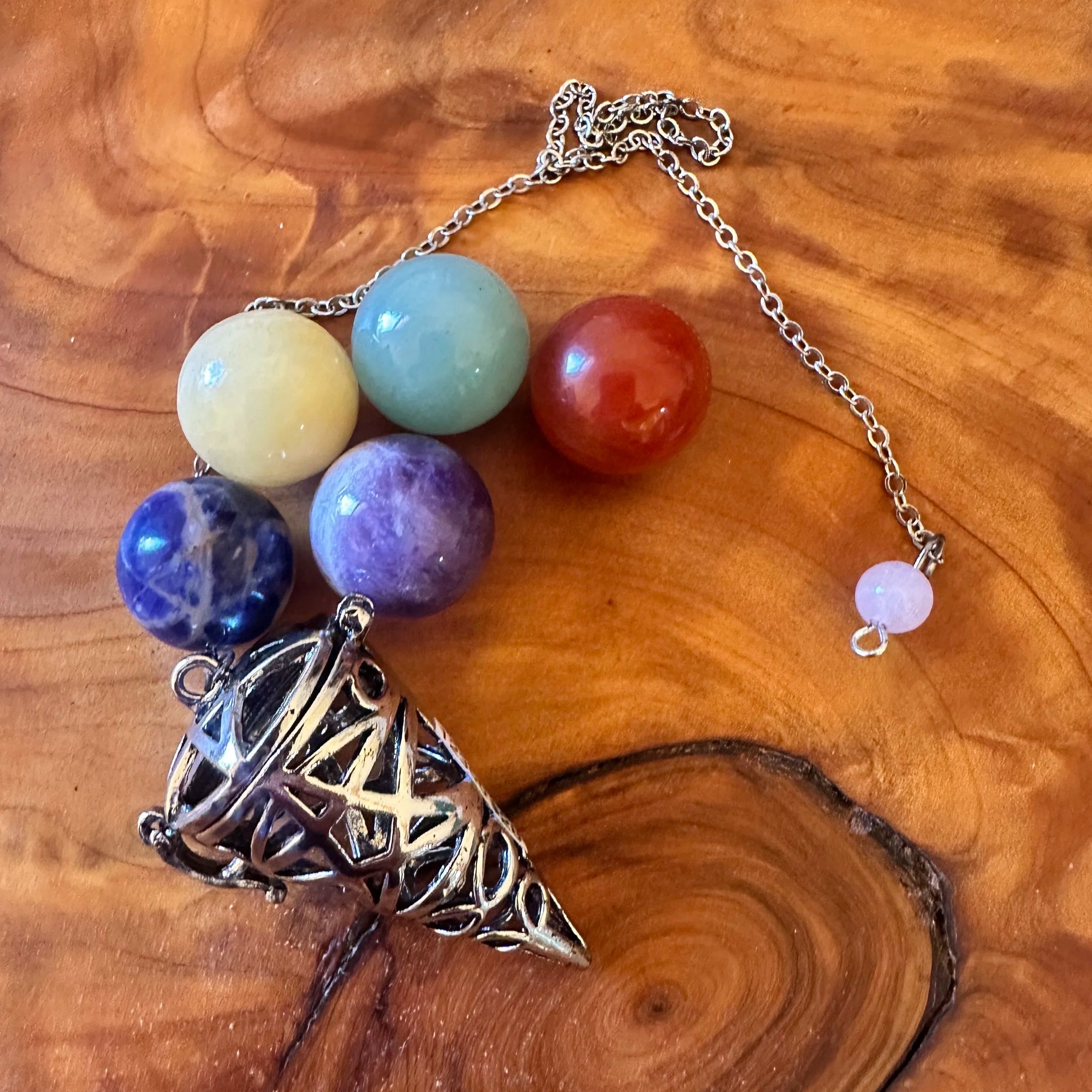 Interchangeable Pendulum Cage  - Amethyst - Green Aventurine - Yellow Calcite - Carnelian - Sodalite
