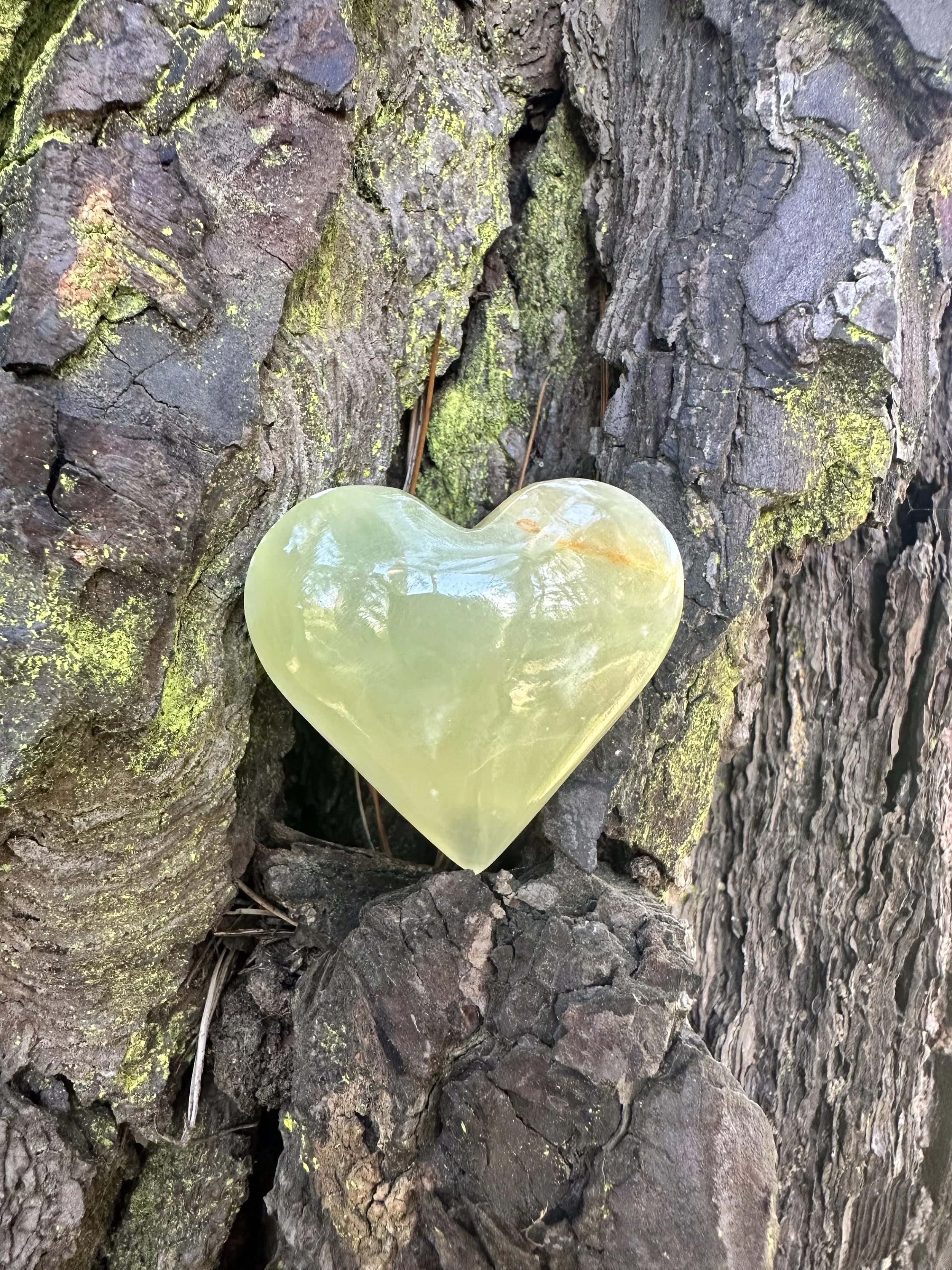 Green Calcite Heart