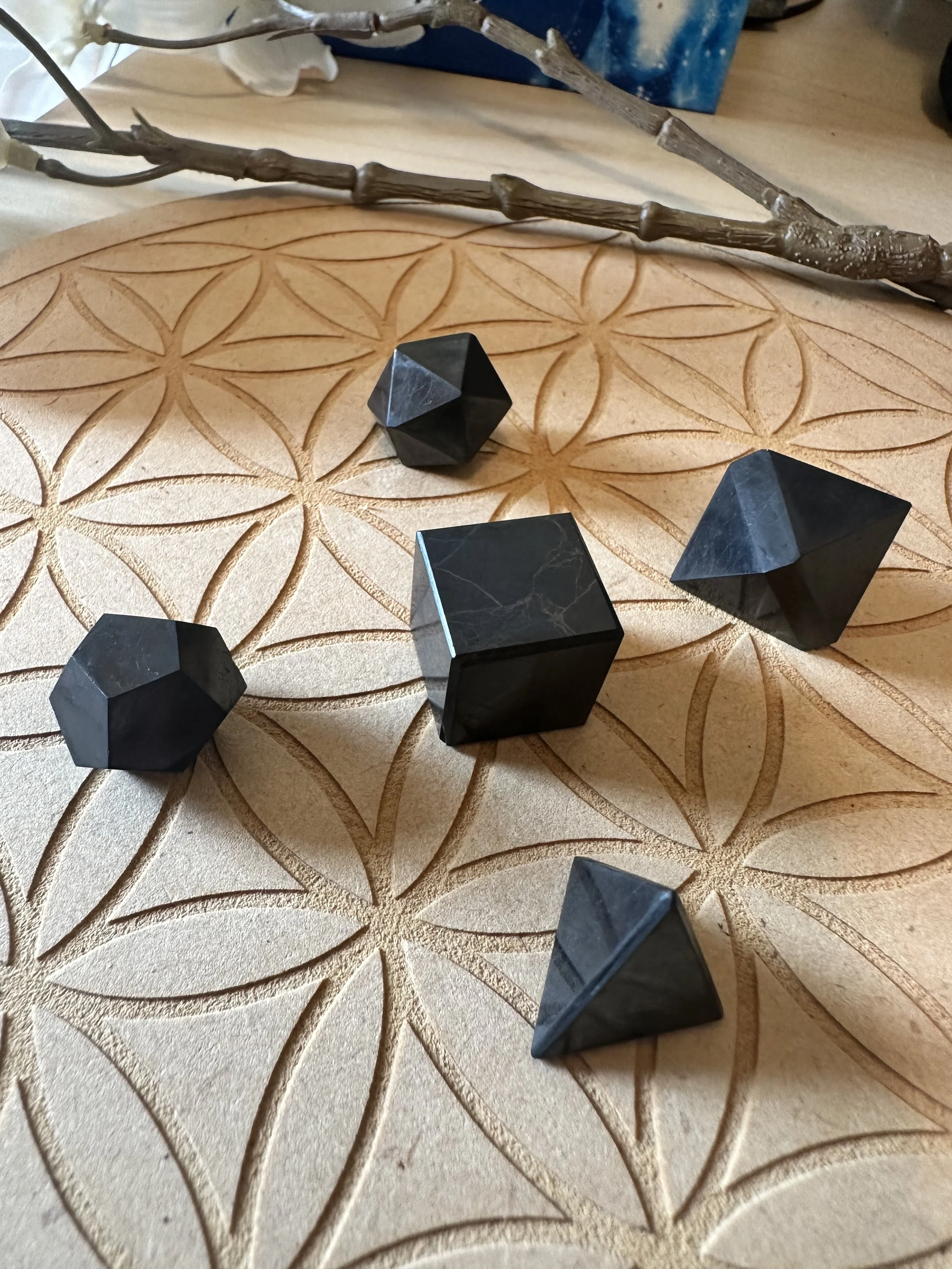 Platonic Solids Set - Black Obsidian