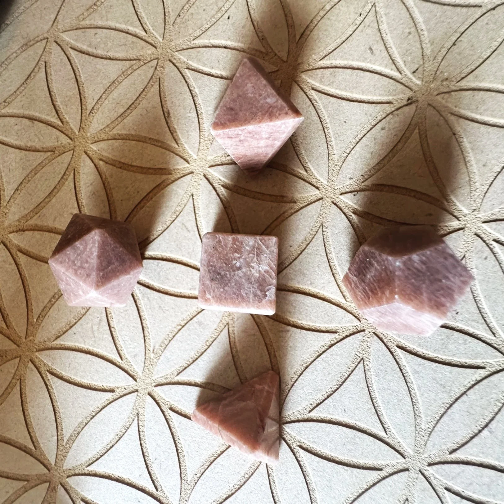Platonic Solids Set - Peach Moonstone