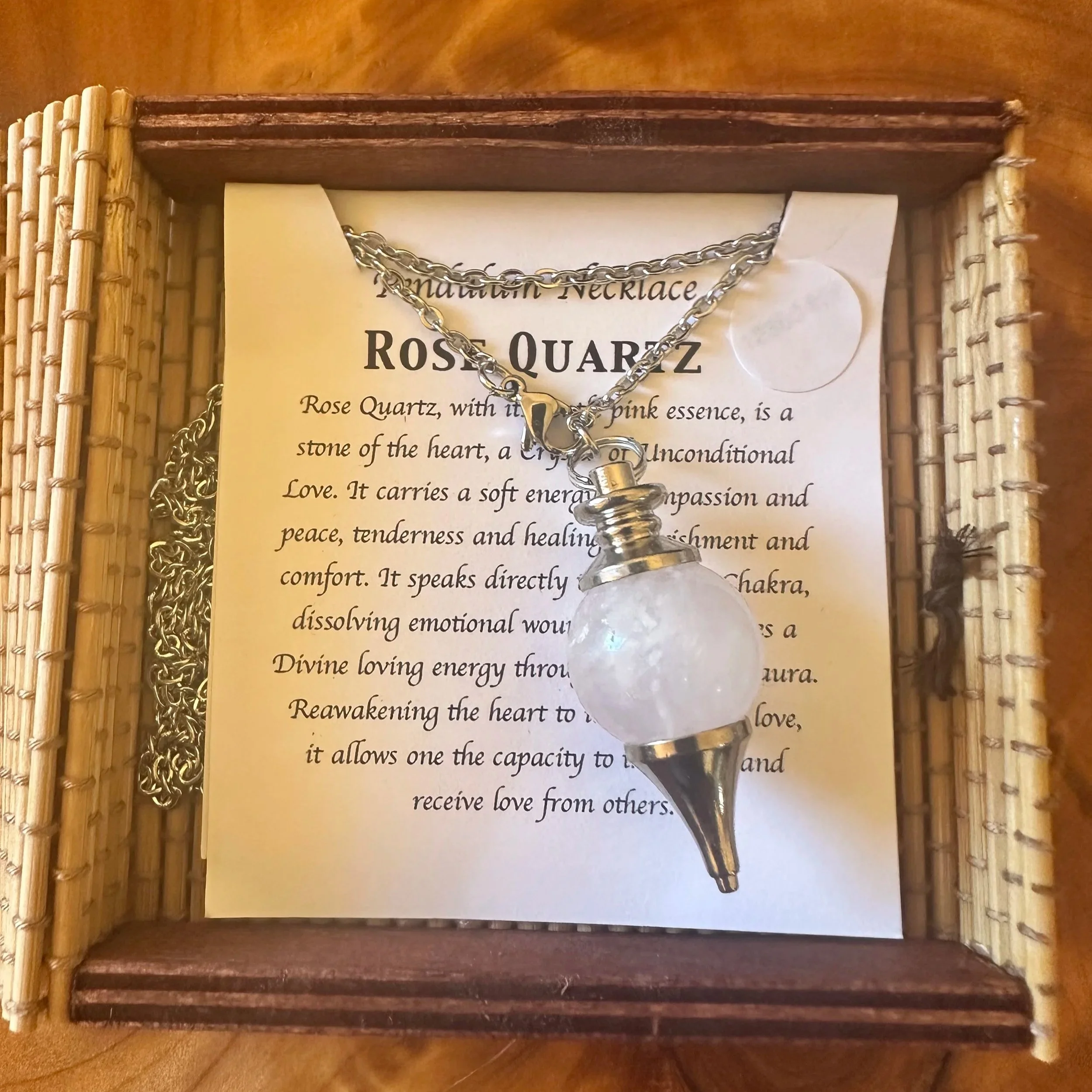 Rose Quartz - Pendulum Necklace - Gift Set