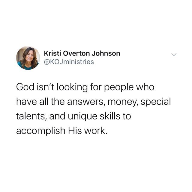 God isn&rsquo;t looking for people who have all the answers, money, special⠀
talents, and unique skills to accomplish His work. He isn&rsquo;t looking for performers who can bring it all to fruition. Rather, He is searching the world for one thing&md