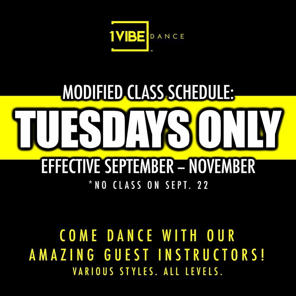 ⚠️ANNOUNCEMENTS⚠️
📌We will have a modified class schedule of TUESDAYS ONLY (7:30-9PM) effective SEPTEMBER - NOVEMBER.
📌 NO CLASS on Tuesday, Sept. 22! (baby week for momma @jenefresh!)
📌GET EXCITED because we have some AMAZING GUEST INSTRUCTORS li