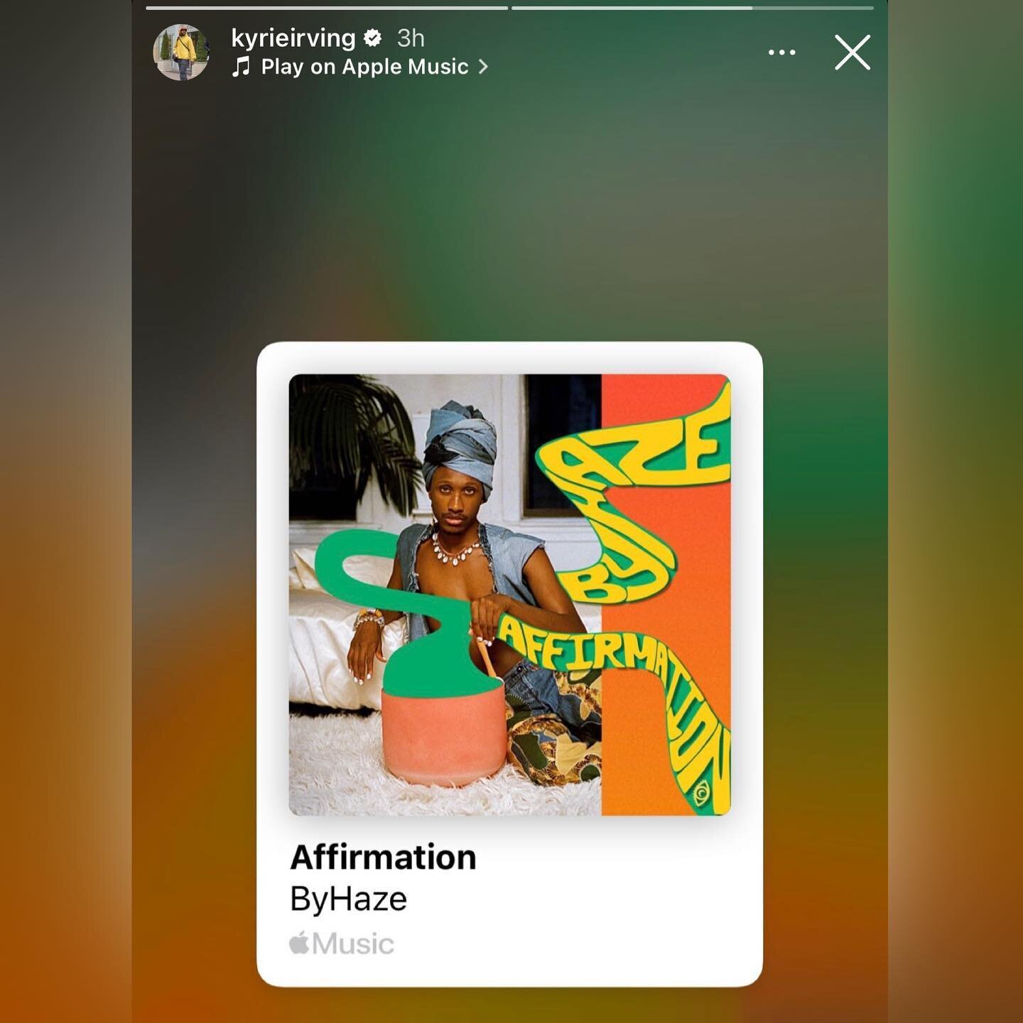 Y&rsquo;all @kyrieirving shared my song Affirmation on his story 🤯

Since releasing Affirmation in 2022 this song has truly changed my life for the better! God is so good! Thanks to y&rsquo;all&rsquo;s support I&rsquo;ve been able bring sound healin