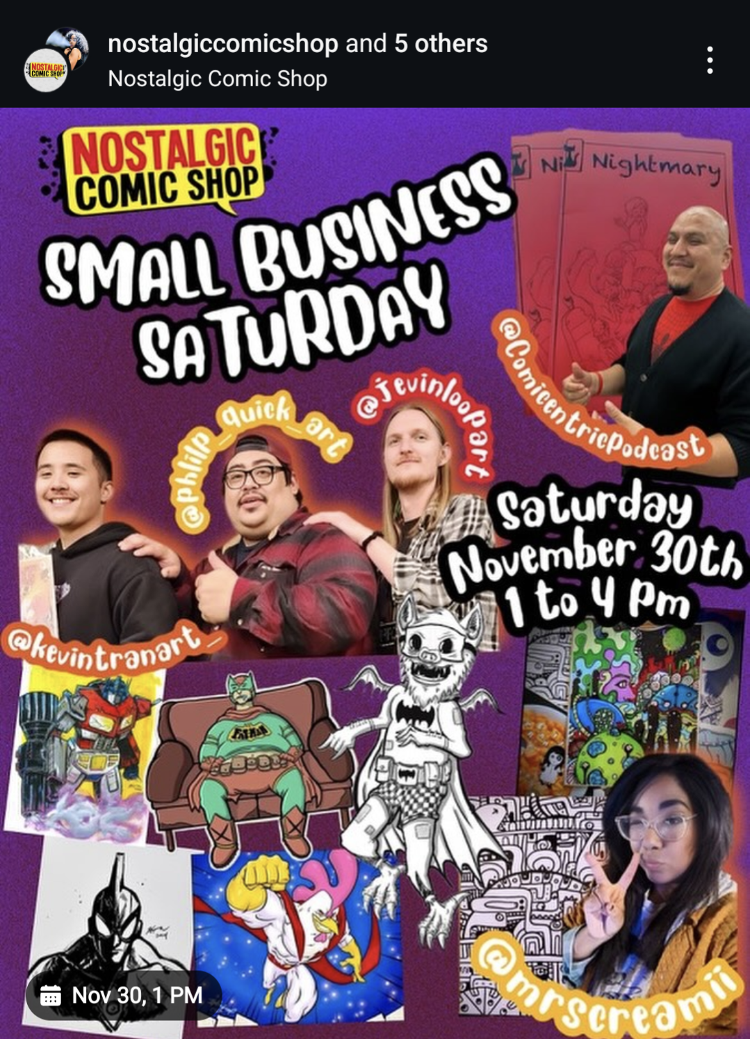 Small Business Saturday at Nostalgic Comic Shop