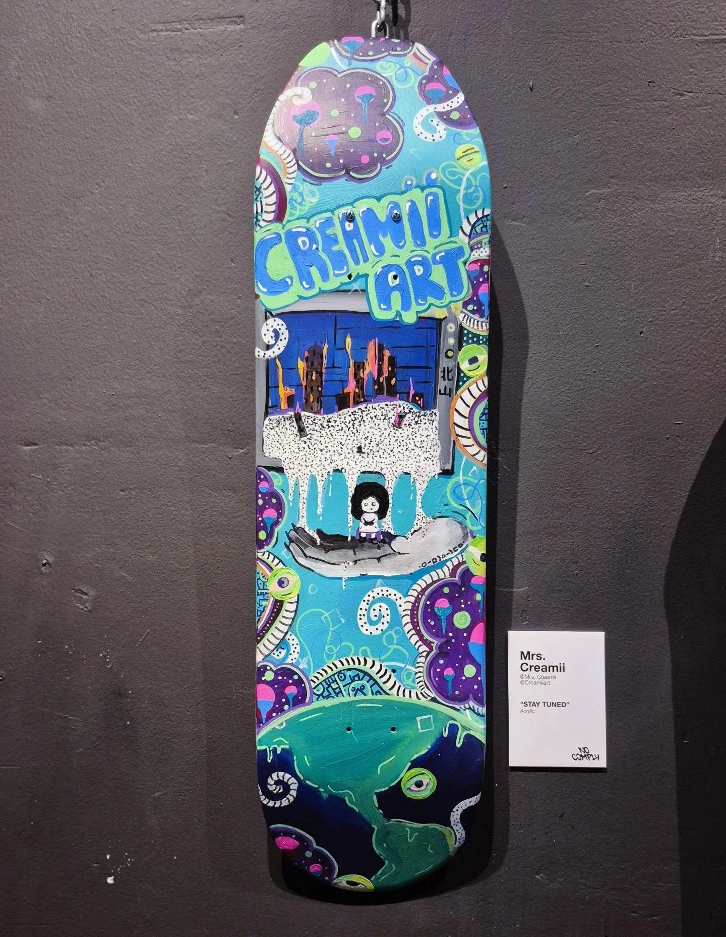 No Comply Skate &amp; Culture Show 🛹
Thank you so much @untappedhiphop @glkclothing.co  for inviting me to create a deck. This is my social commentary on our media. Big Sister is watching-Stay Tuned.