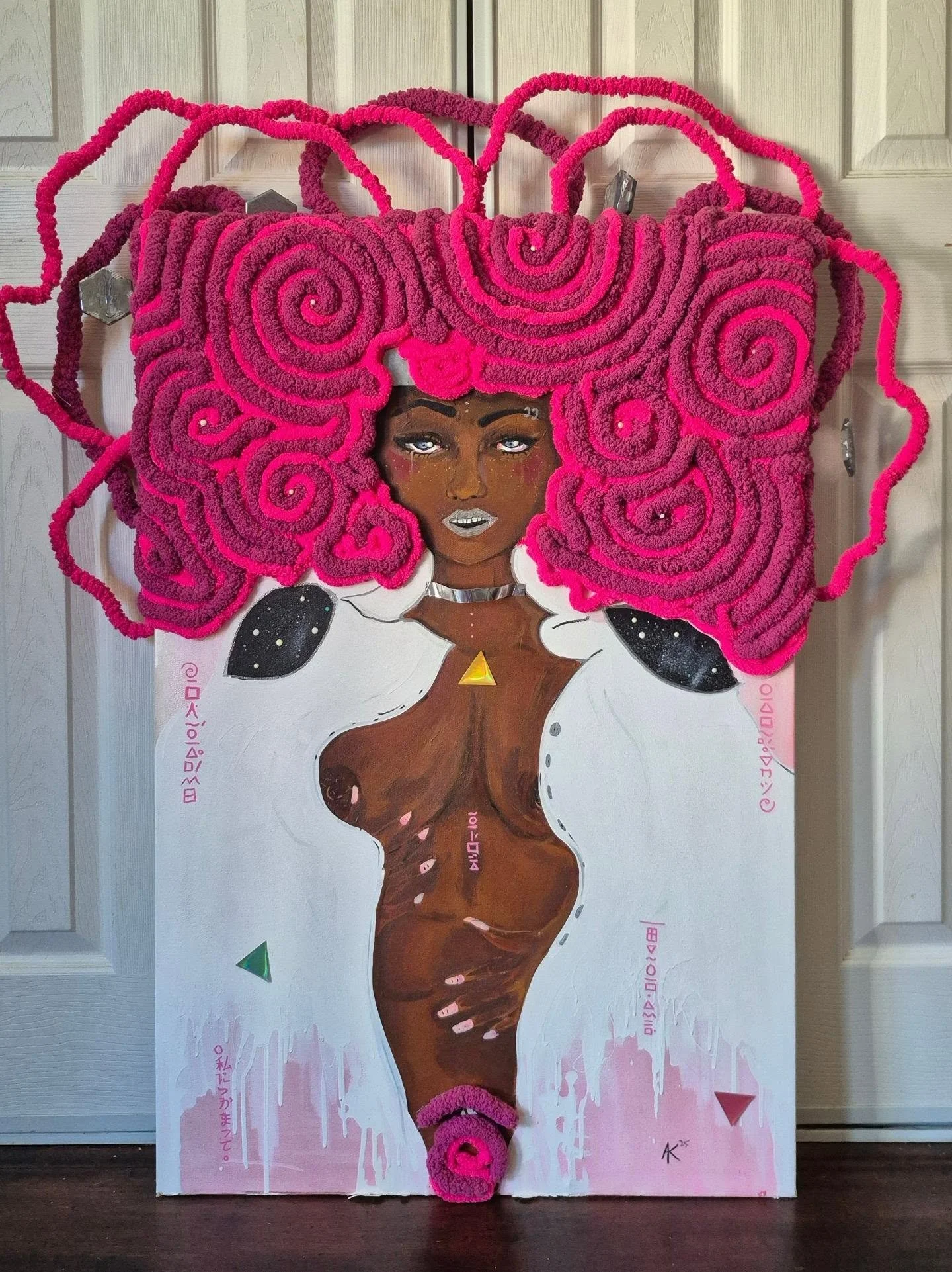 Jazzy 🌌
Acrylic &amp; Mixed Medium on Canvas
One of the entities that protects the Creamii Universe.

#creamiiart #mrscreamii #surrealism #afrofuturistic