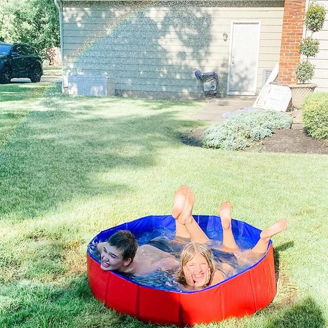 &bull;taking their turn in the dog 🐾 pool&bull; making their own sprinkler fun&bull; ❤️