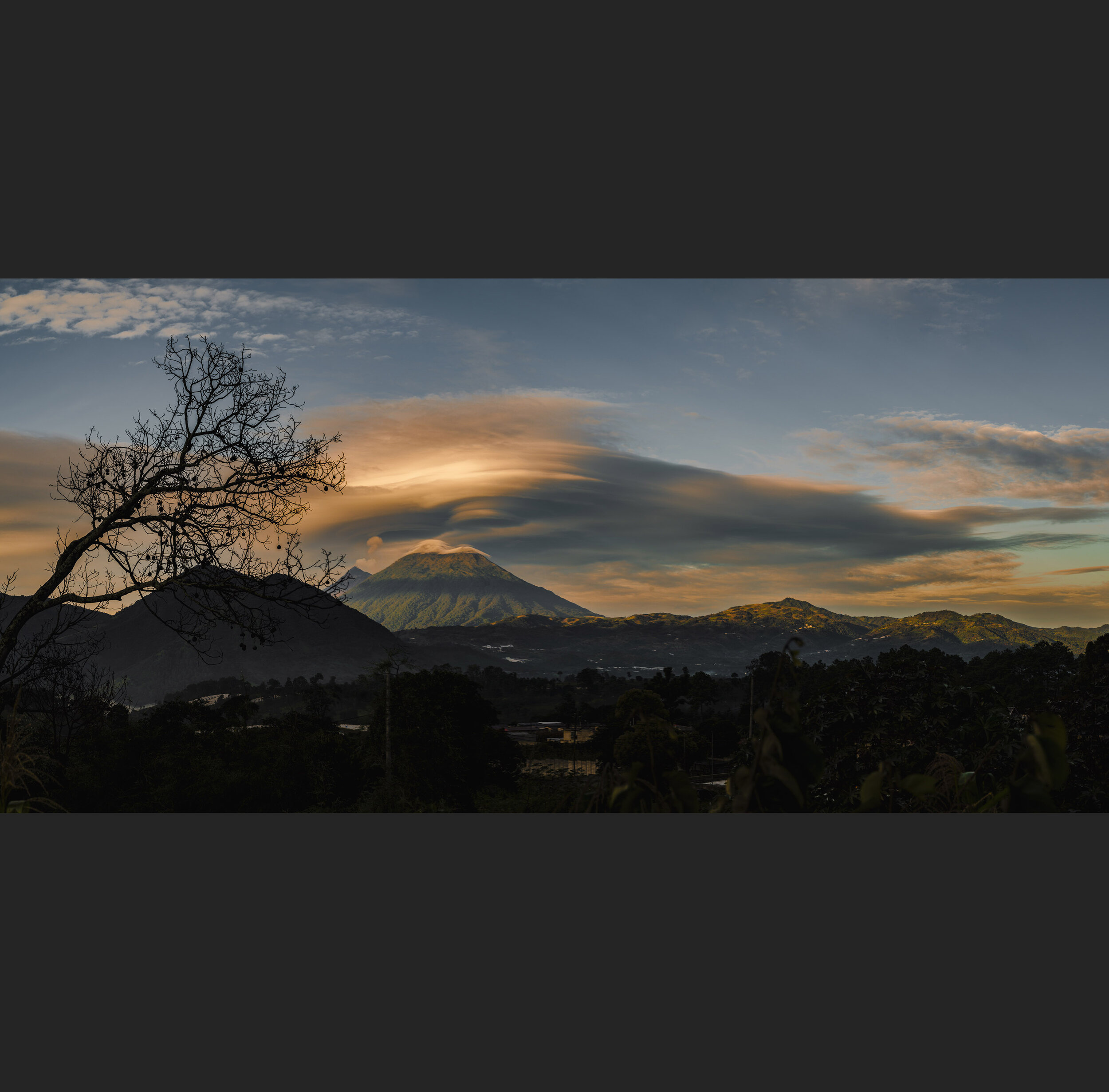 Lenticular clouds over Fuego and Acatenango volcanoes