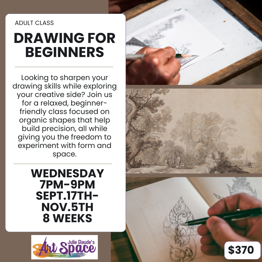 Adult Drawing Beginner- Wednesdays Sept.17th- Nov.5th 7pm-9pm (8 weeks)