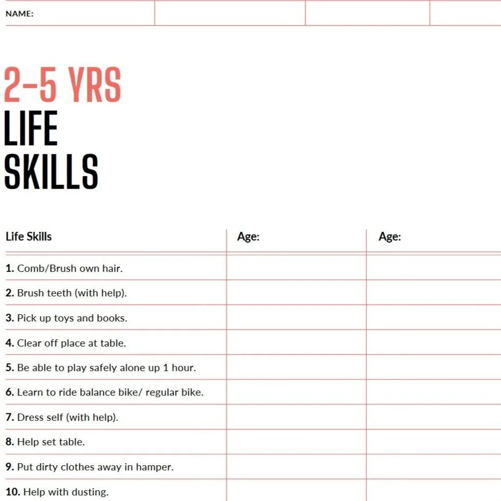 life skills worksheet for kids