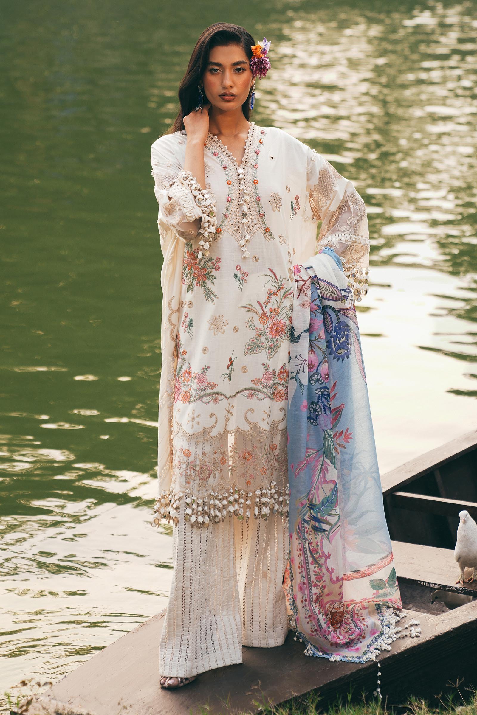 Pakistani Unstitched Lawn 3 Piece Suit L251-010B-3DI-San-74 - Luxury Collection | Latest Pakistani Design Salwar Kameez Punjabi Suits Designers Wear.