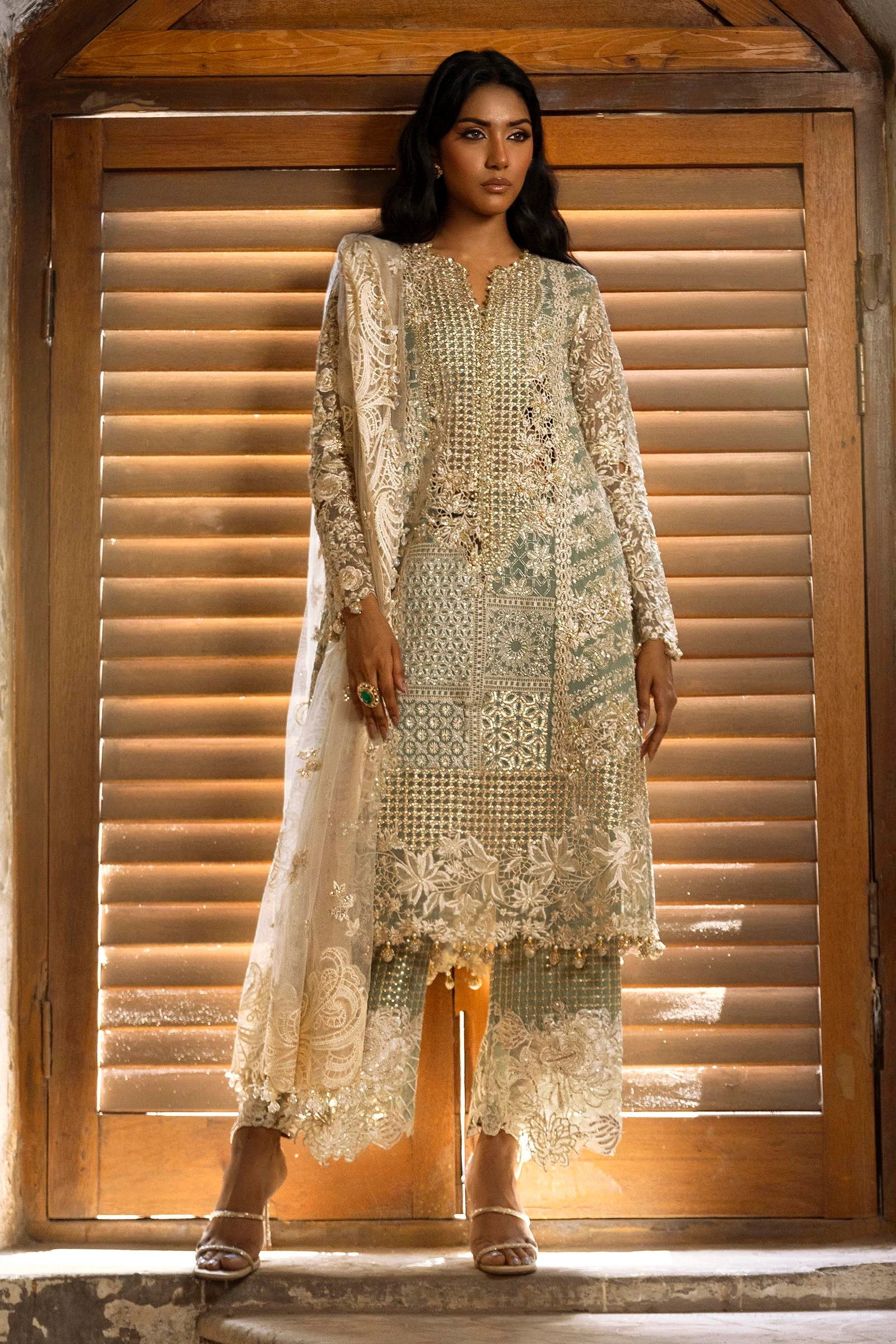 SAN 02 Embroidered Slub Suits Unstitched 3 Piece N243-004-C1 - Luxury Collection | Latest Pakistani Design Salwar Kameez Punjabi Suits Designers Wear.