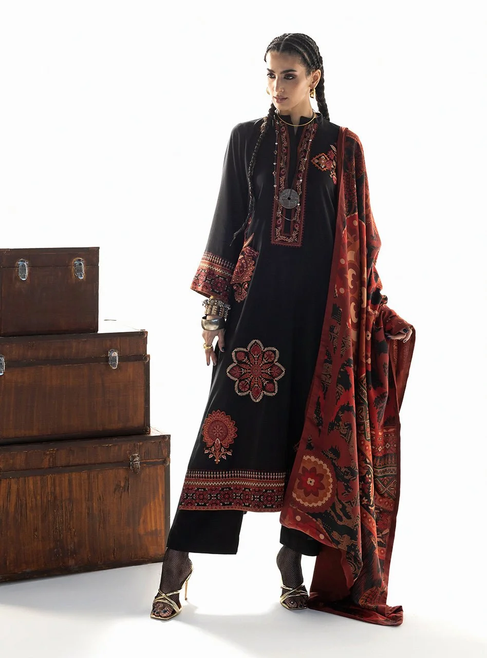 Pakistani Embroidered Marina Twill 3Pc Suit - Vira - D2 - Zai-94 | Latest Pakistani Salwar Kameez Punjabi Suit Designer Wear.