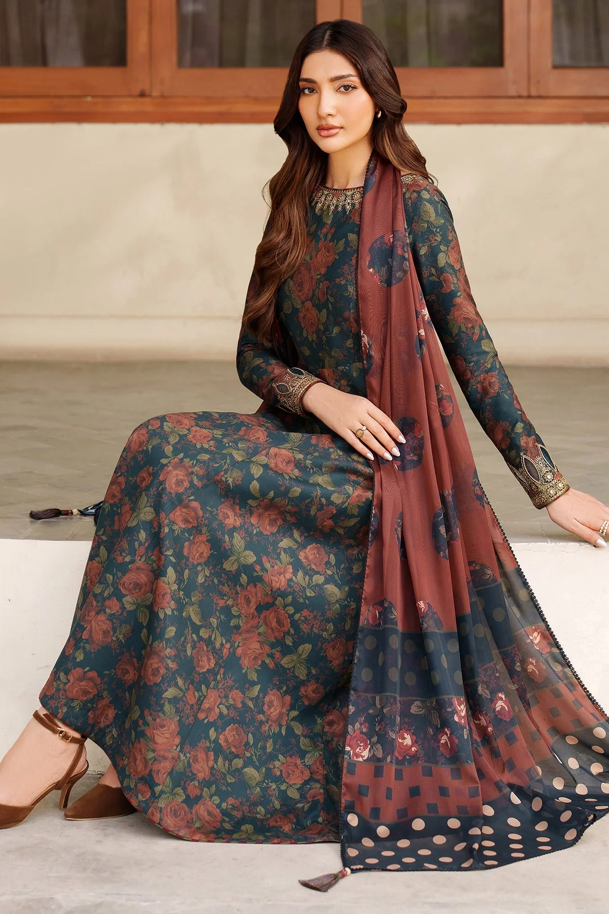 Pakistani 3 Pieces Embroidered Premium Viscose RTW-1227-Jaz-81 | Latest Pakistani Salwar Kameez Punjabi Suit Designer Wear