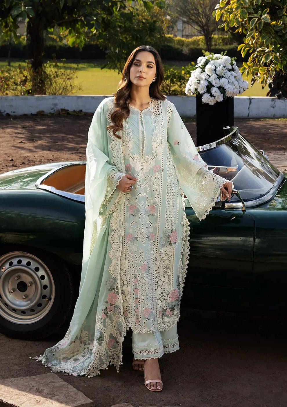 Pakistani Embroidered Luxury Lawn Suits Unstitched 3 Piece KLR-2B Garnet - Luxury Wedding Collection | Latest Pakistani Punjabi Suits Salwar Kameez Designer Wear