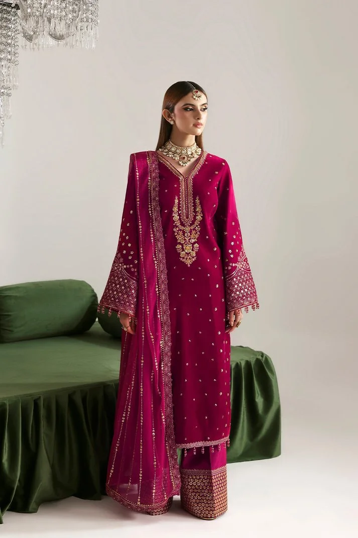 Pakistani Embroidered Velvet Unstitched 3Pc Suit SHAHNAZ-Ema_107 | Latest Pakistani Punjabi Suits Salwar Kameez Designer Wear
