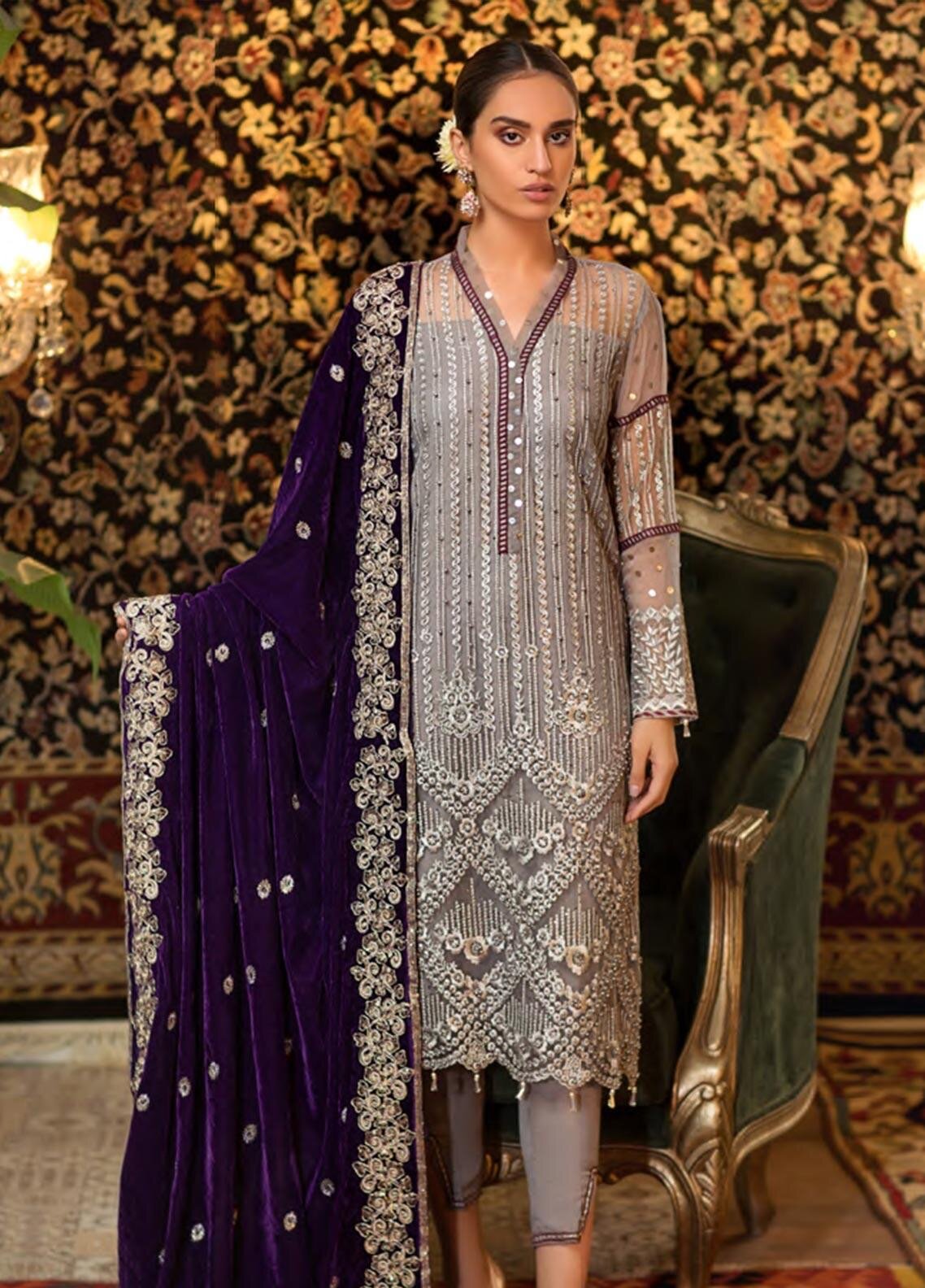 bridal dresses with velvet shawl