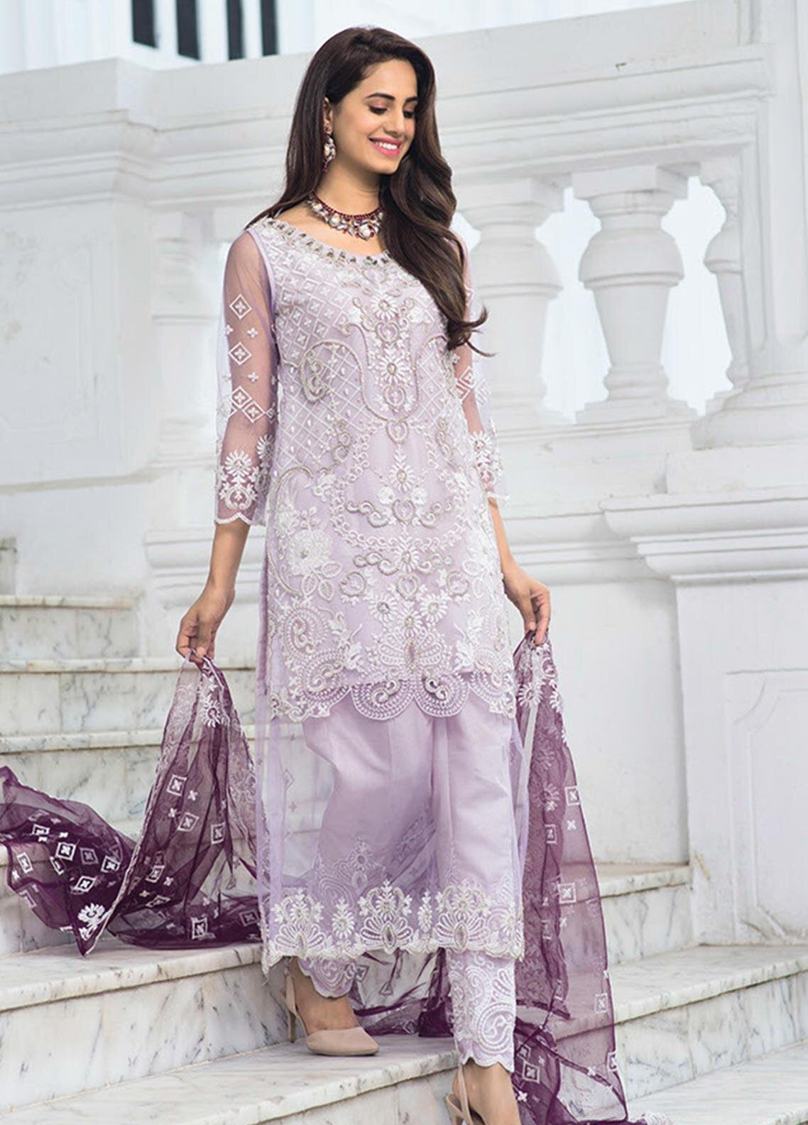 Unstitched Synthetic Soft Leon Punjabi Suit Indian Pakistan Trendy Salwar Kameez 