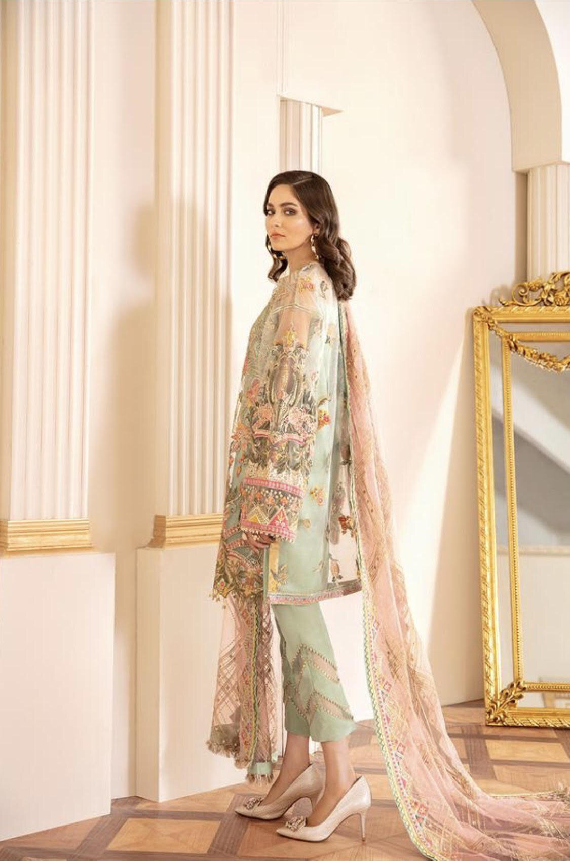 Pakistani BOROQUE inspired  Designer Casual Stitched Shalwar Kameez Suit 