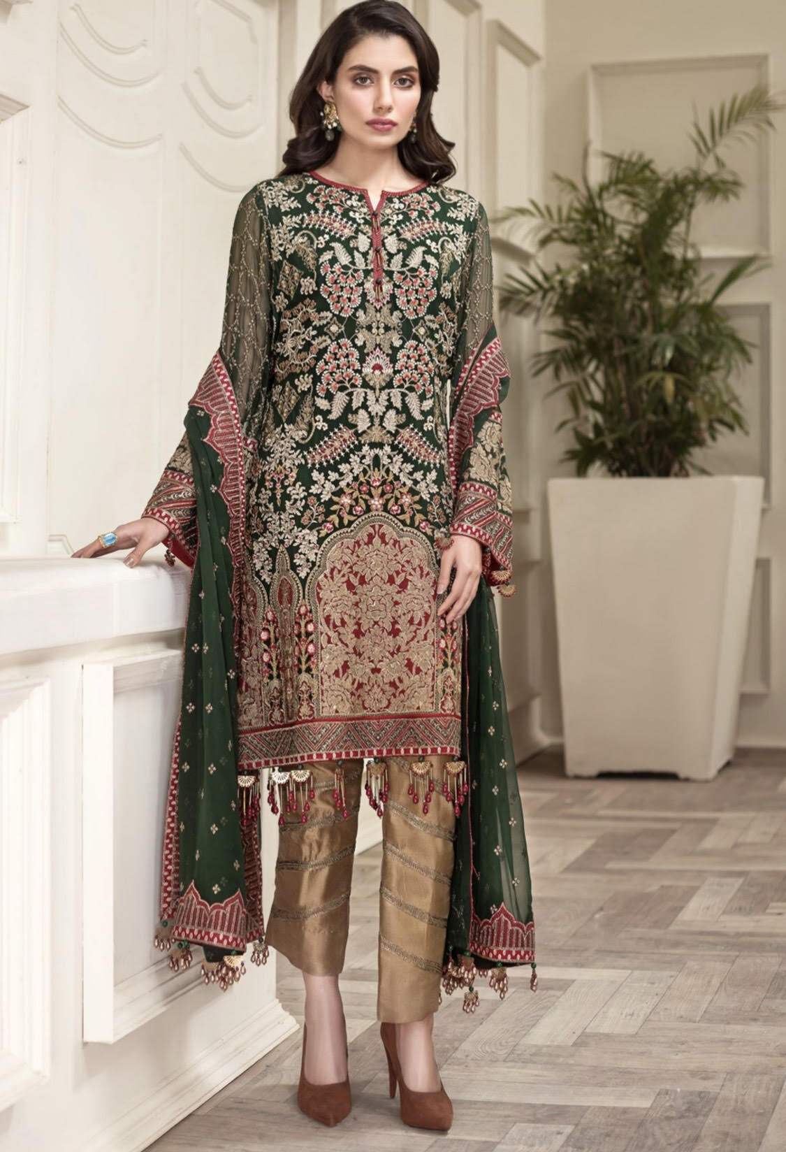 Pakistani Baroque Jazmin 2019 Latest Embroidery Collection Shalwar Kameez Suit 