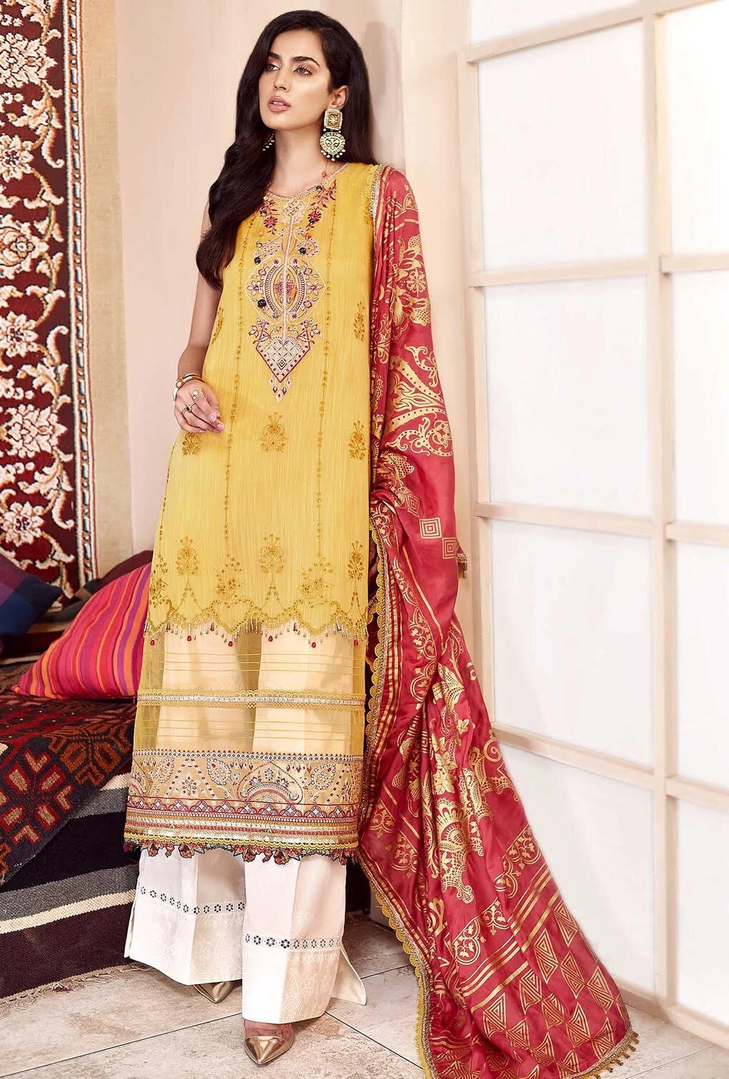 Unstitched Salwar Kameez Combo Sets of 3 Ethnic Leon Punjabi Suit Synthethic 