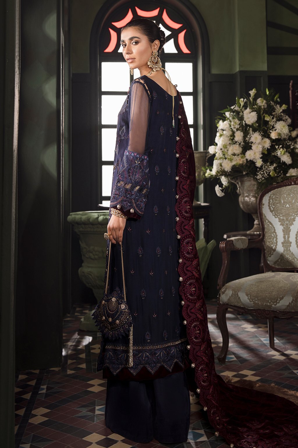3 Piece Stitched Linen Embroidered Indian Pakistani Salwar Kameez suit XS S M 