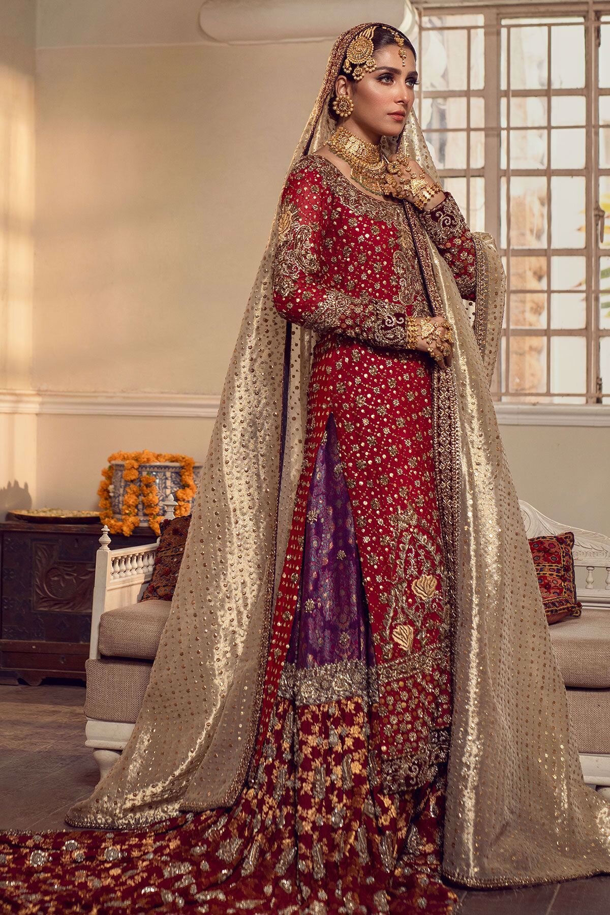 PAKISTANI BRIDAL LEHENGA CHOLI INDIAN DESIGNER WEDDING LATEST DRESS SILK MULTI 