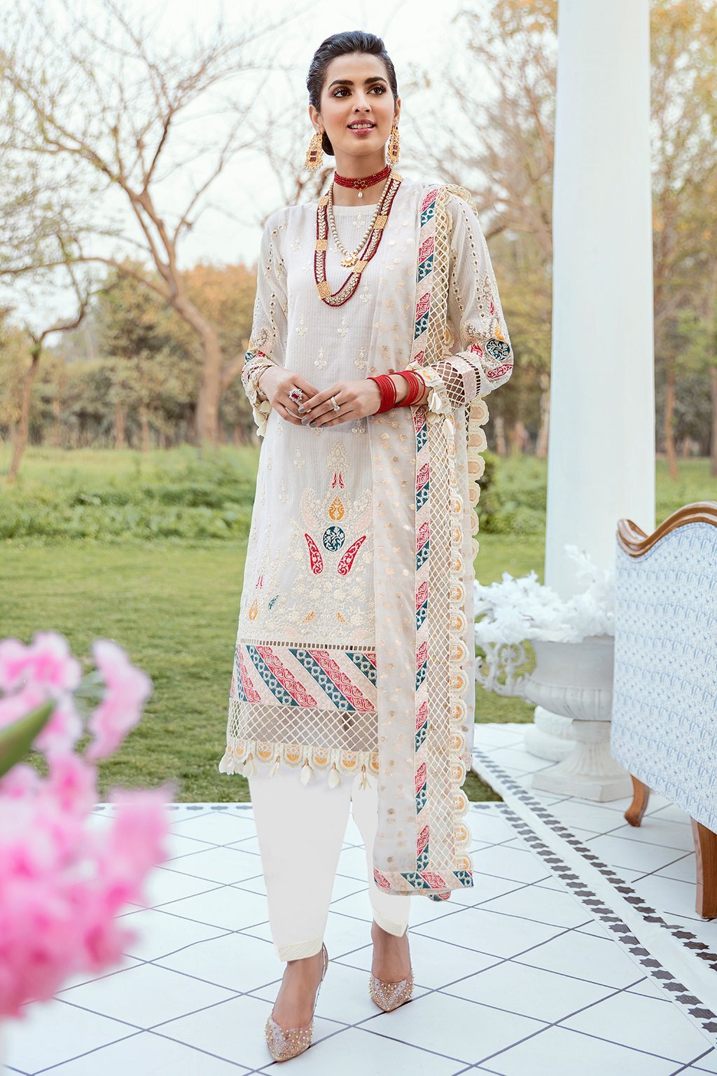 White Black Women's Poly Cotton Unstitched Salwar Kameez Dress Materia–  Uniform Sarees