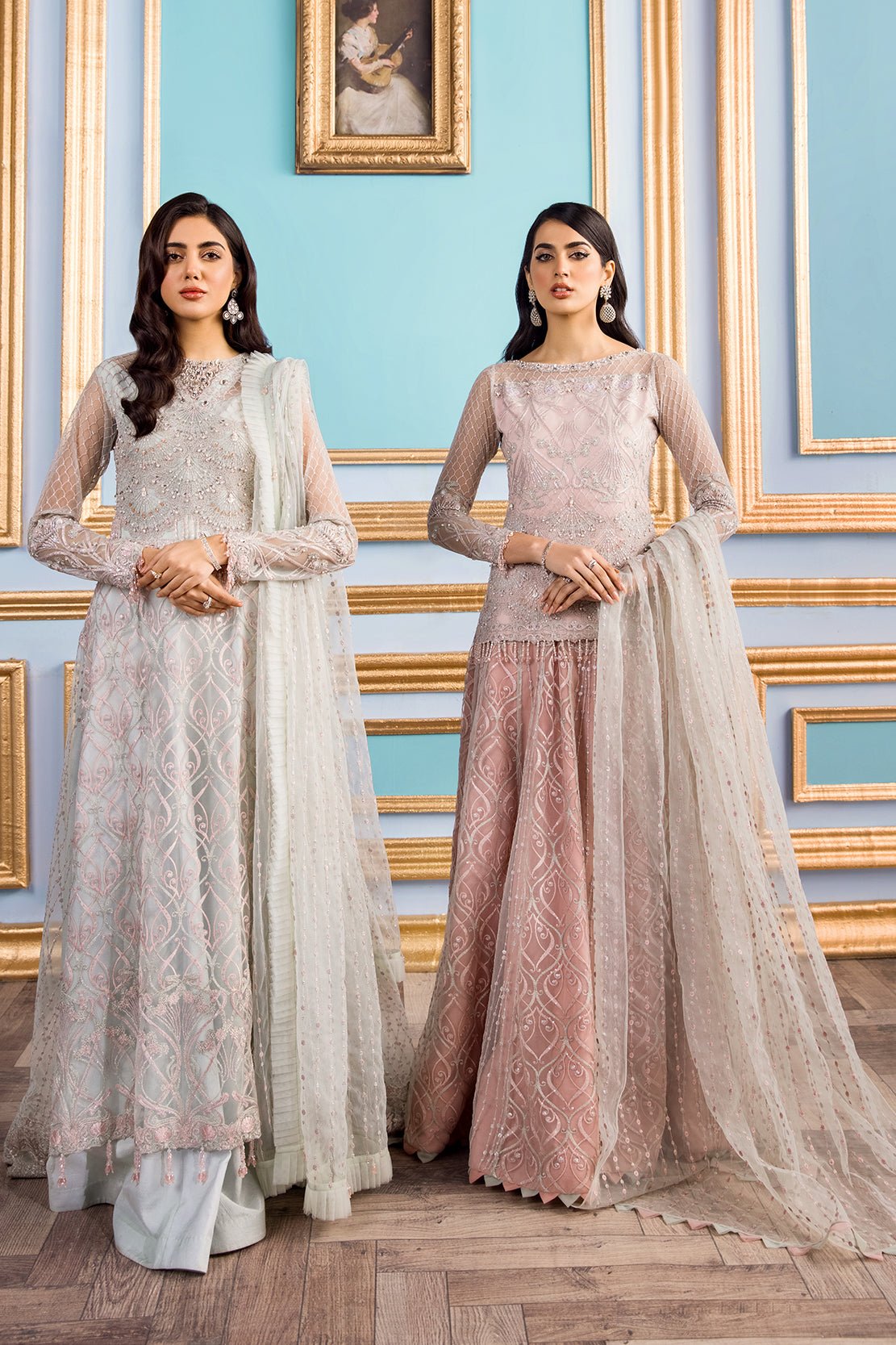 REI 06 Embroidered Net Suits Unstitched 3 Piece CELESTINE - Formals Collection | Latest Pakistani Maxi Lehenga Punjabi Suits Designer Wear