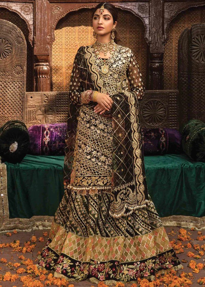 Unstiched Bollywood Designer Indian Pakistani Silk Sharara kameez velvet dupatt 