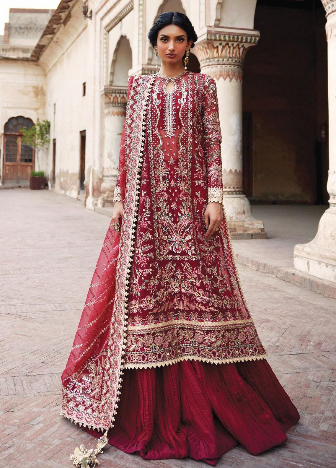 Gota Patti Bhagalpuri Silk Punjabi Suit in Red : KJN3204