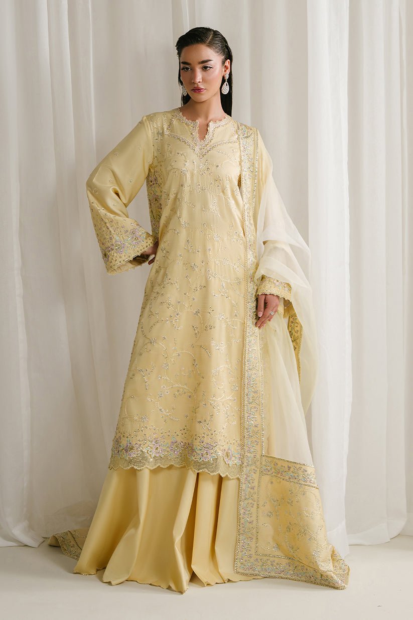 Pakistani Embroidered Suit 3 Piece Golden Solace-Ayz-42 Formal Collection | Latest Pakistani Punjabi Suits Salwar Kameez Designer wear.