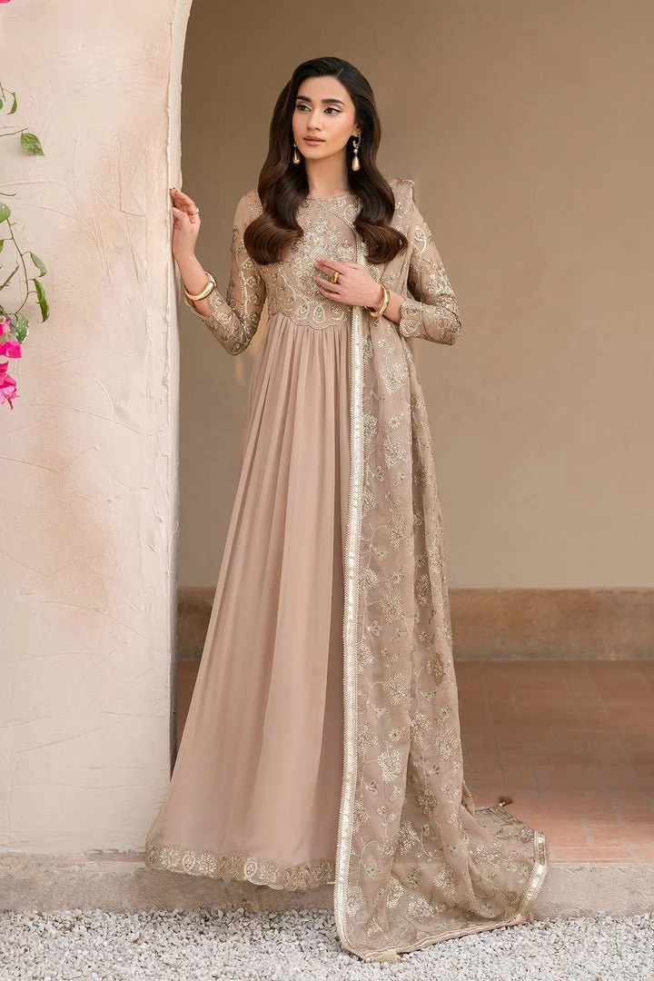 Pakistani Embroidered Chiffon Beige Dress 3 piece - RTW1027 - Ali-110 | Latest Pakistani Punjabi Suits Salwar Kameez Designer Wear