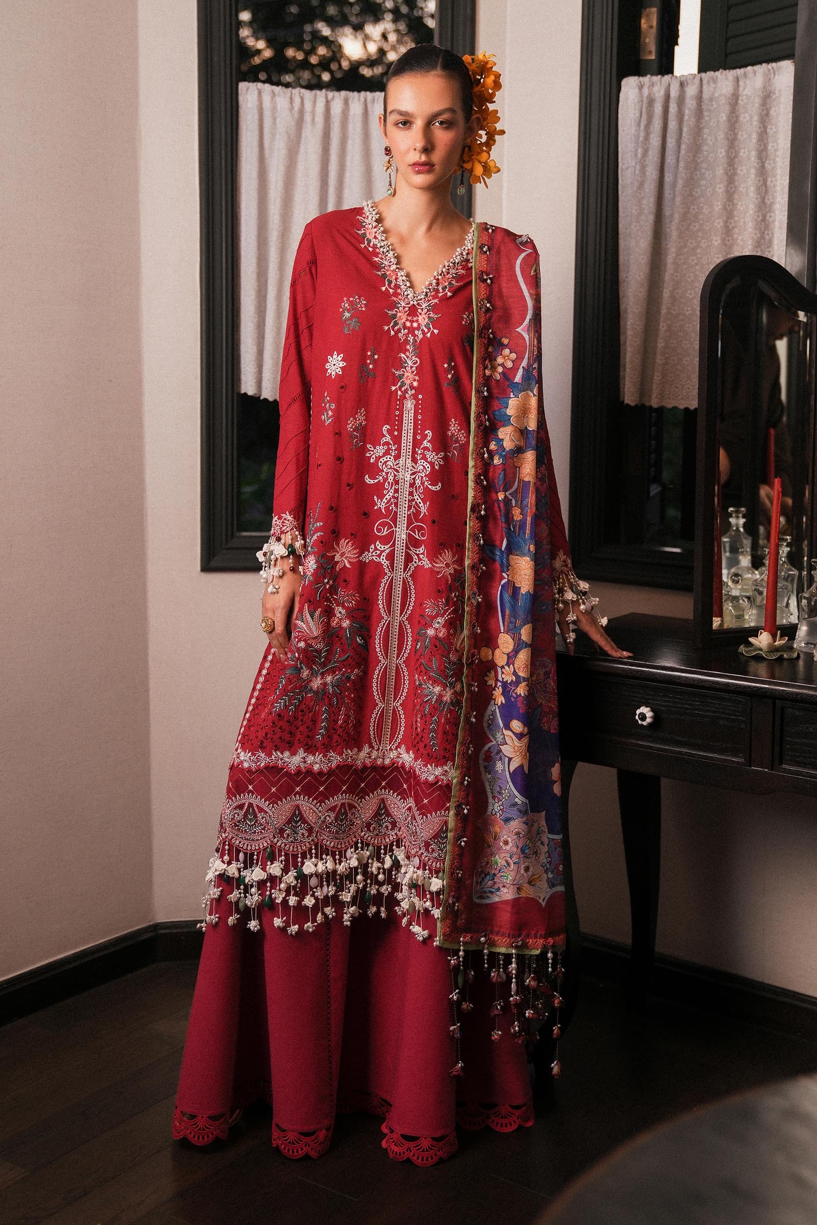 Pakistani Unstitched Lawn 3 Piece Suit L251-009A-3DI-San-72 - Luxury Collection | Latest Pakistani Design Salwar Kameez Punjabi Suits Designers Wear.