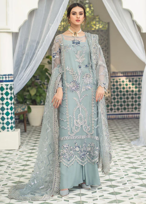Embroidered Luxury 3 Piece Collection Unstitched Meeral Collection Falak - Meeral Luxe | Latest Pakistani Punjabi Suits Salwar Kameez Designers Wear