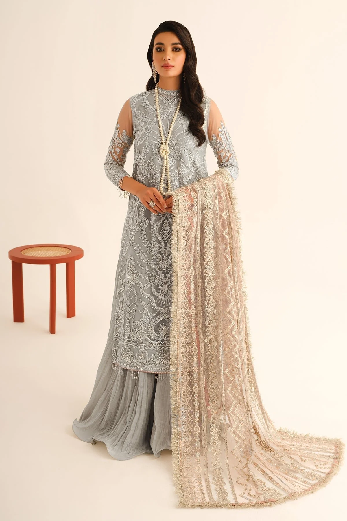 Pakistani Exclusive Formal Embroidered Net Unstitched 3Pc BQU-PR-D680 Luxury Designer Wear Pakistani Salwar Kameez