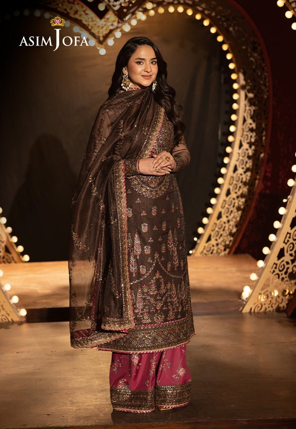 Pakistani AJLFF-11 Embroidered Javeria Net 3 Pcs Unstitched Suit | Latest Pakistani Salwar Kameez Designer Wear.