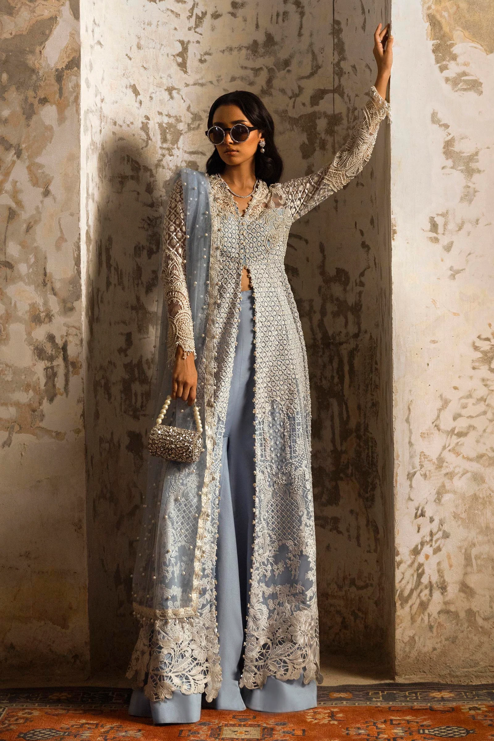 SAN 04 Embroidered Slub Suits Unstitched 3 Piece N243-005-C1 - Luxury Collection | Latest Pakistani Design Salwar Kameez Punjabi Suits Designers Wear.