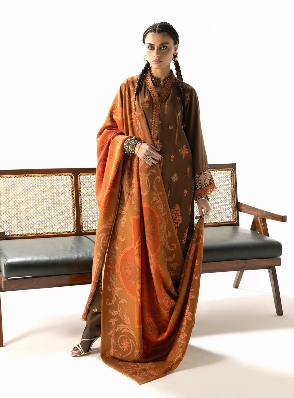 Pakistani Embroidered Marina Twill 3Pc Suit - Zuri - D4 - Zai-91 | Latest Pakistani Salwar Kameez Punjabi Suit Designer Wear.