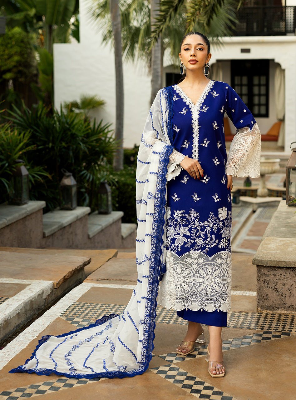 Pakistani Embroidered Chikankari Lawn Unstitched 3Pc Suit Sia - 11B-ZAI-80 | Latest Pakistani Salwar Kameez Punjabi Suit Designer Wear