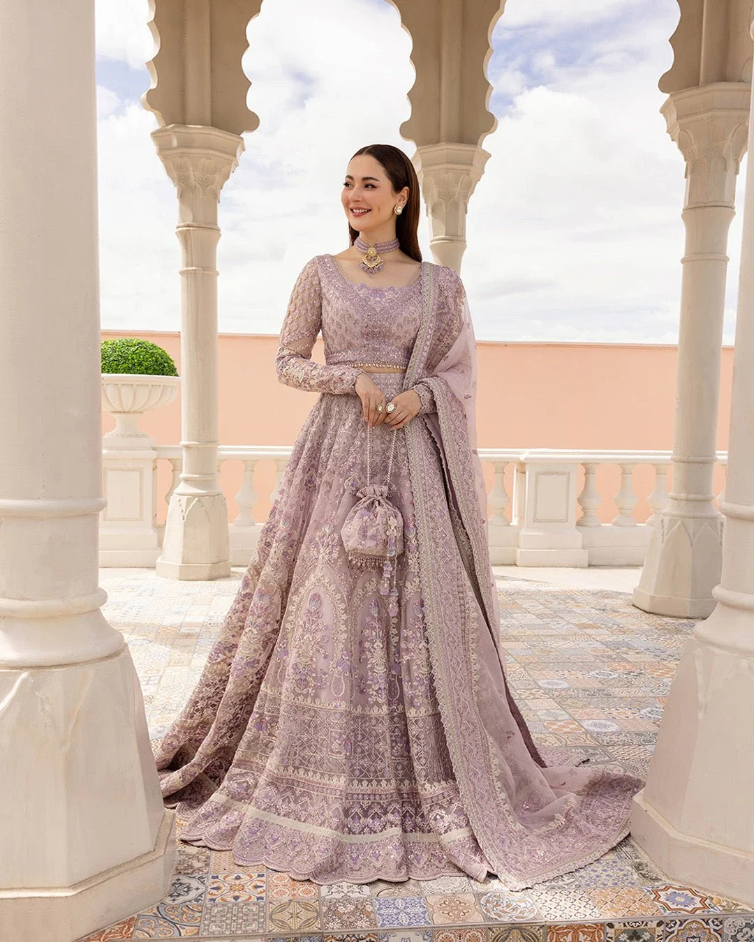Pakistani Lilac Embroidered Net Lehenga Choli with Organza Dupatta - Anysia-Fs-01 || Latest Pakistani Salwar Kameez & Punjabi Suit Designer Wear