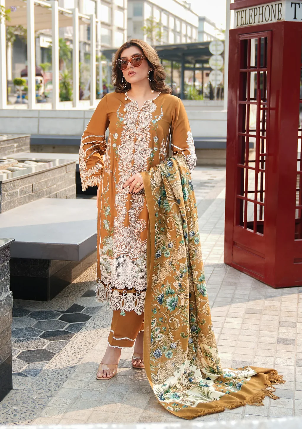 Pakistani Winter Pashmina Shawl Collection 2024 Suit Unstitched 3 Piece EPW-3A Sunkissed Meadows-Af-12- Formal Collection | Latest Pakistani Punjabi Suits Salwar Suits Designers Wear