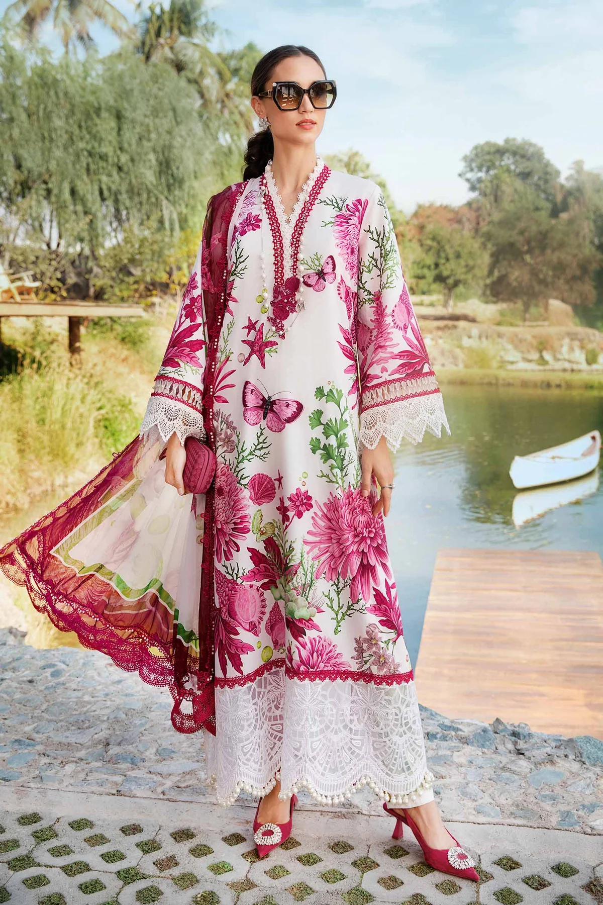 Pakistani 3 Piece Unstitched Printed Lawn Suit | MPT-2510-A | Latest Pakistani Punjabi Suits Salwar Kameez Designer Wear.