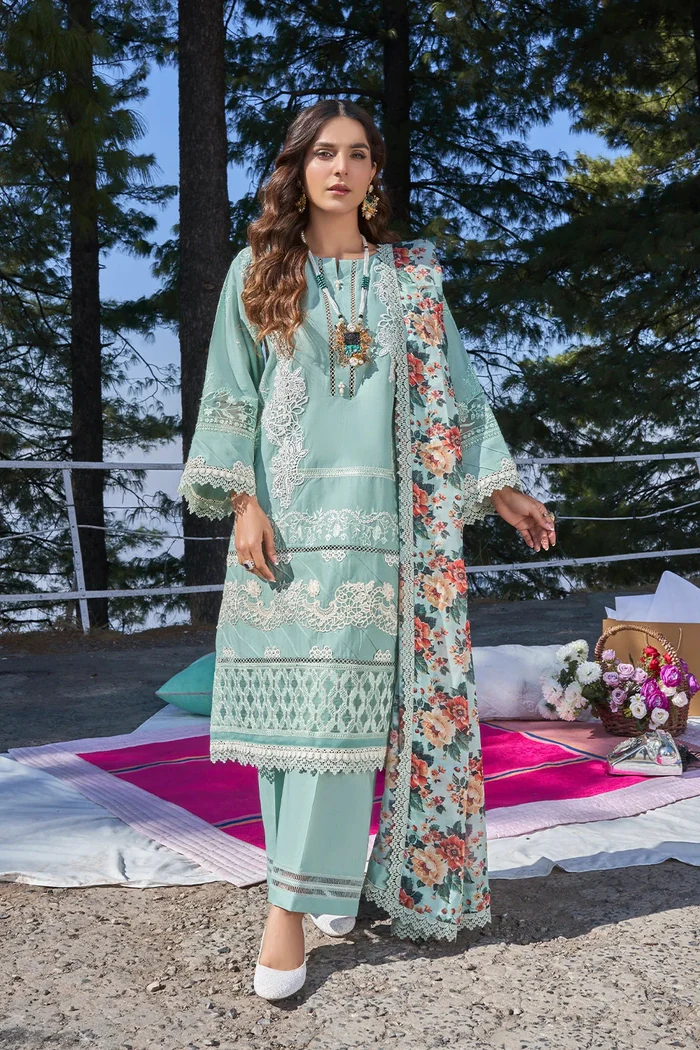 Pakistani Embroidered 3PC Embroidered Unstitched Lawn Suit KSC