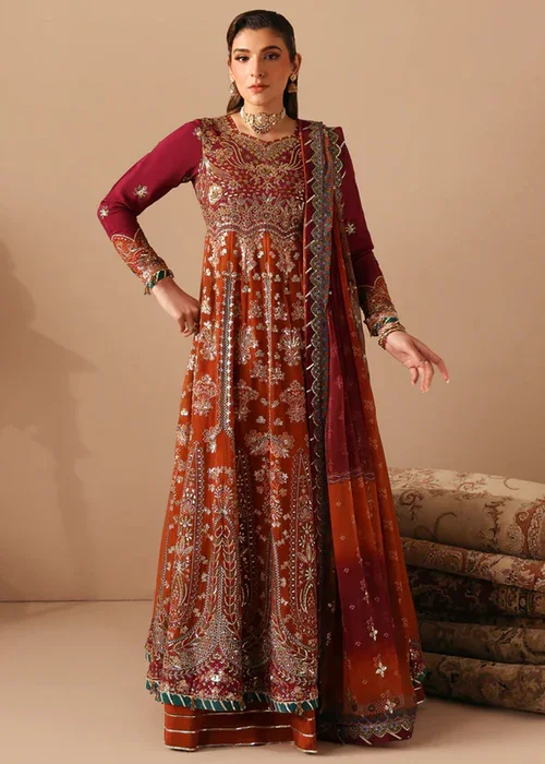 Pakistani Embroidered Raw Silk stitched 3Pc Suit - IBTIHAL- Xen-386 Designer Wear Pakistani Salwar Kameez.