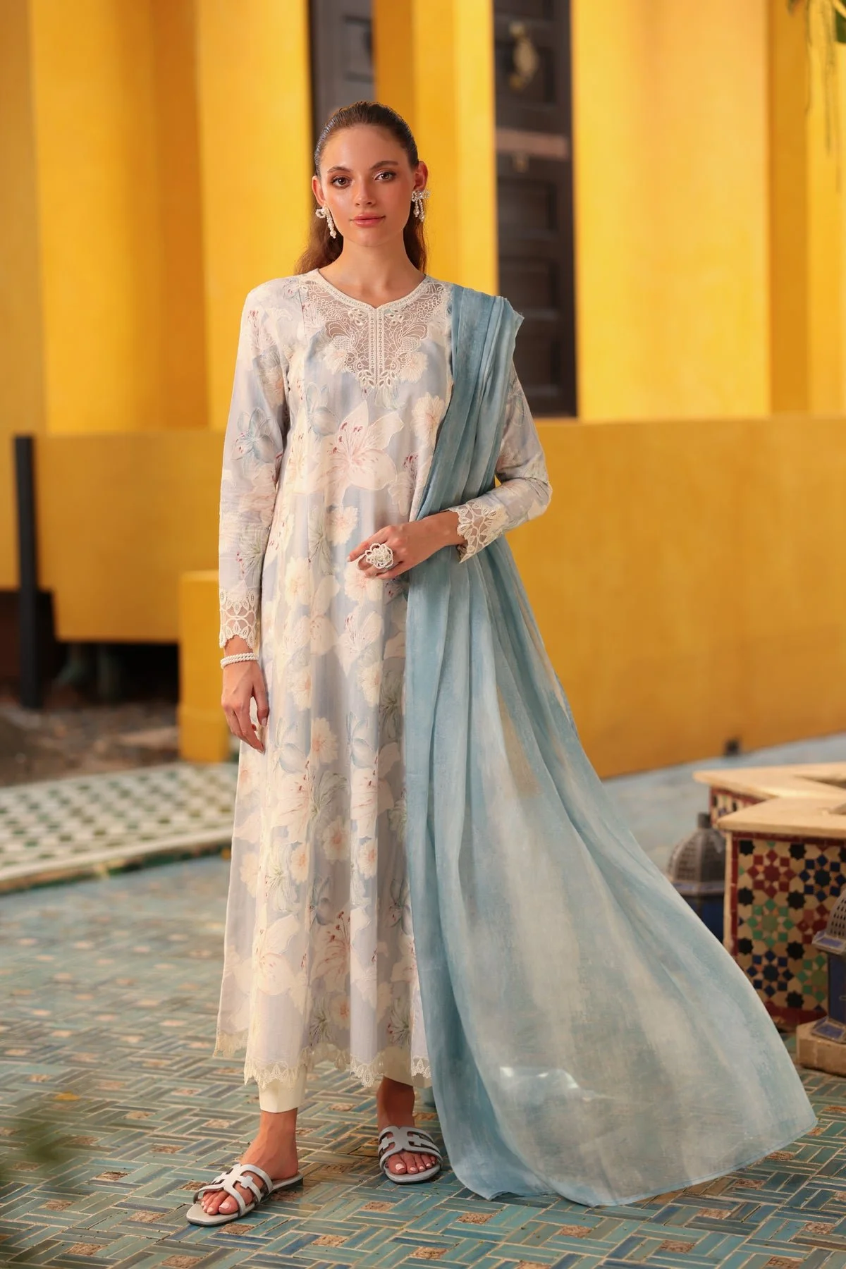Pakistani Lawn Exclusive Stitched Luxury 3Pc Suit Cosmic-Xen-29 | Latest Pakistani Punjabi Suits Salwar Kameez Designer Wear.
