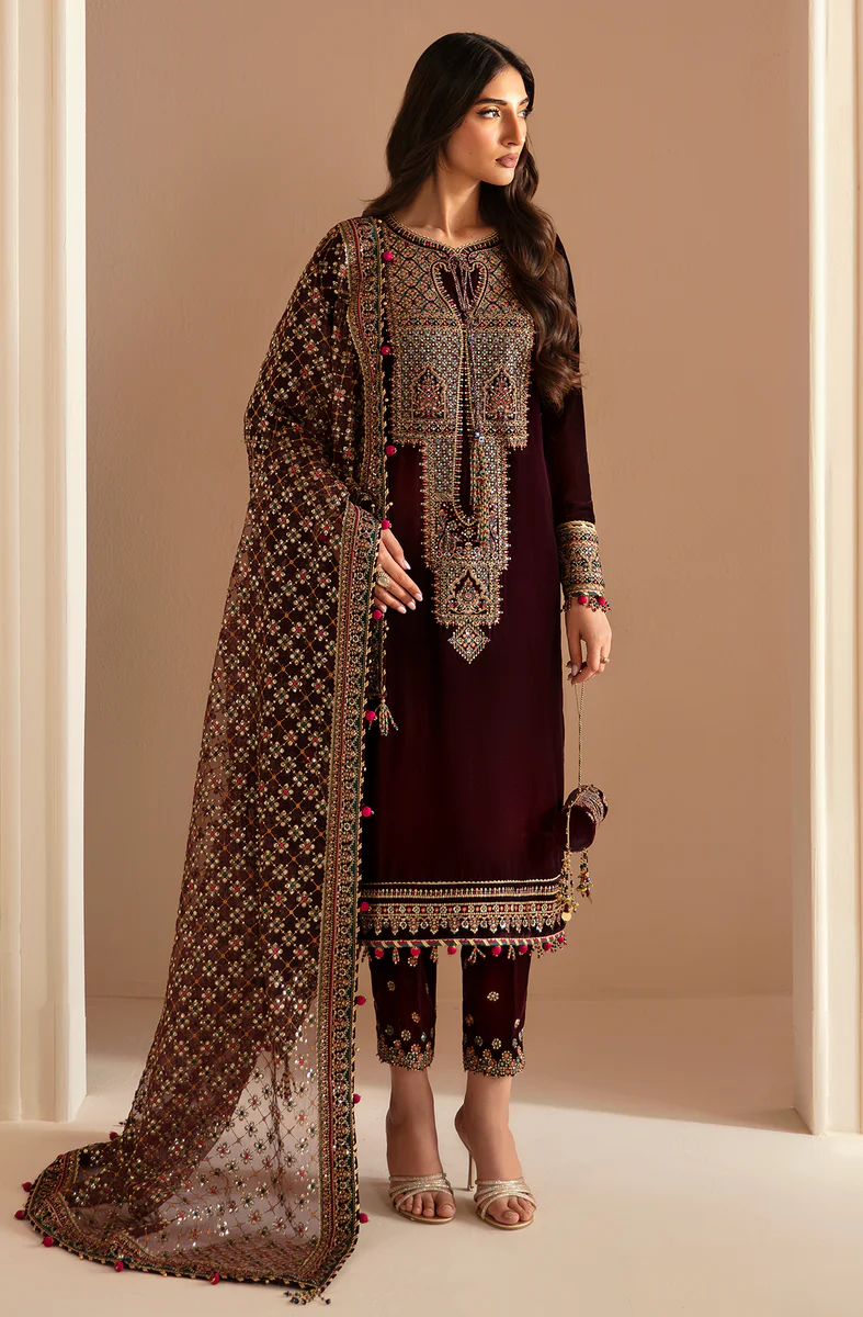 Embroidered Velvet Formal VF-2022 Suits 3 Piece Collection | Latest Pakistani Salwar Kameez Punjabi Suit Designer Wear